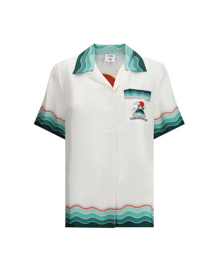 Casablanca White Silk Pattern Shirt