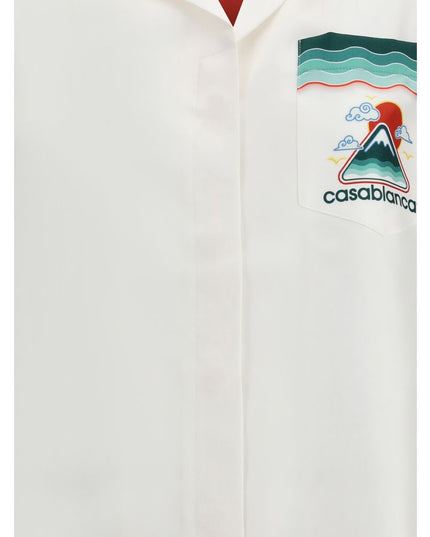 Casablanca White Silk Pattern Shirt