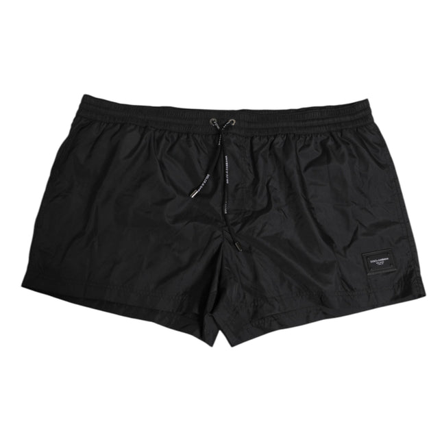 Dolce & Gabbana Black Logo Polyester Beachwear Shorts Swimwear