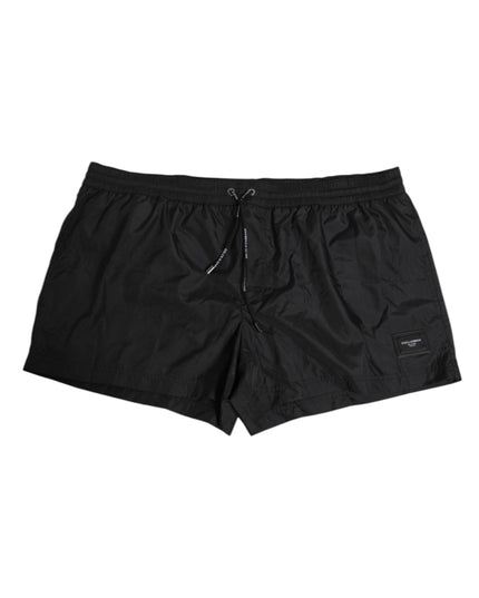 Dolce & Gabbana Black Logo Polyester Beachwear Shorts Swimwear