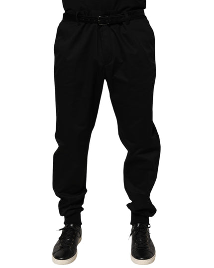 Dolce & Gabbana Black Cotton Stretch Casual Trouser Pants