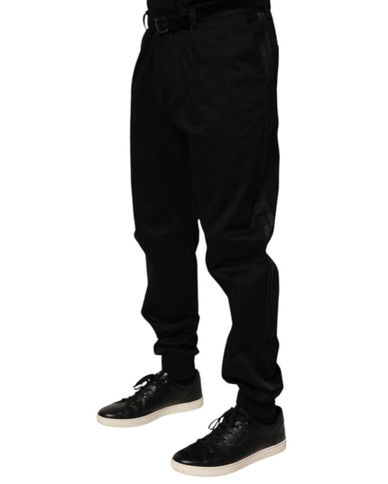 Dolce & Gabbana Black Cotton Stretch Casual Trouser Pants