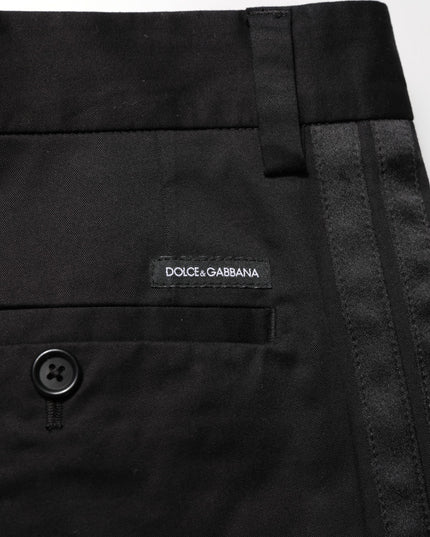 Dolce & Gabbana Black Cotton Stretch Casual Trouser Pants