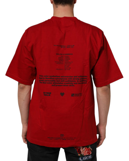Dolce & Gabbana Red Logo Eye Print Cotton Short Sleeve T-shirt