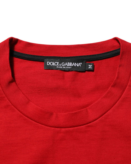 Dolce & Gabbana Red Logo Eye Print Cotton Short Sleeve T-shirt