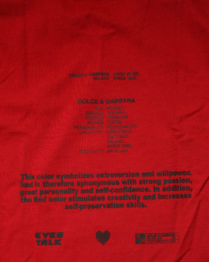 Dolce & Gabbana Red Logo Eye Print Cotton Short Sleeve T-shirt