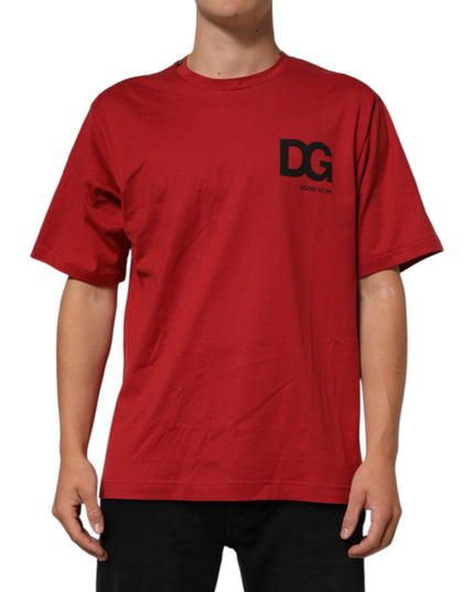 Dolce & Gabbana Red Logo Print Cotton Short Sleeve T-shirt