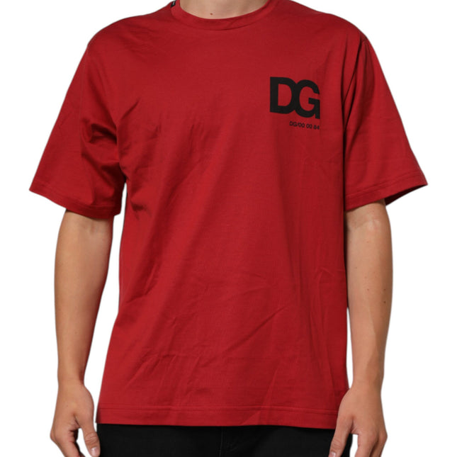 Dolce & Gabbana Red Logo Print Cotton Short Sleeve T-shirt