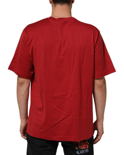 Dolce & Gabbana Red Logo Print Cotton Short Sleeve T-shirt