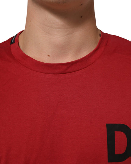 Dolce & Gabbana Red Logo Print Cotton Short Sleeve T-shirt