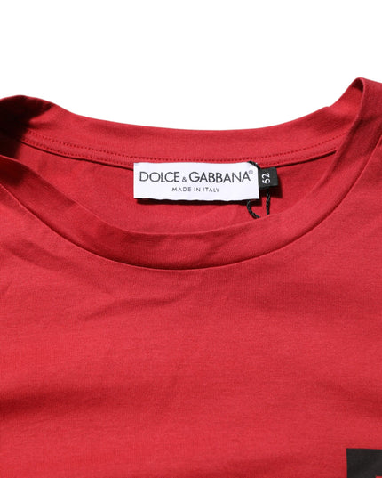 Dolce & Gabbana Red Logo Print Cotton Short Sleeve T-shirt