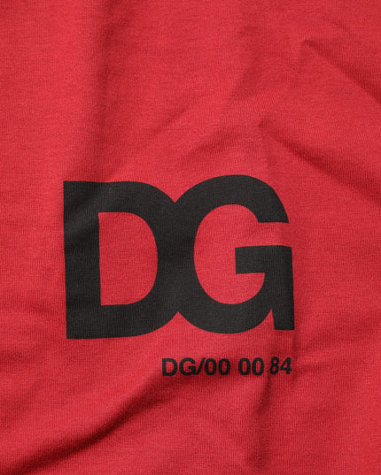 Dolce & Gabbana Red Logo Print Cotton Short Sleeve T-shirt