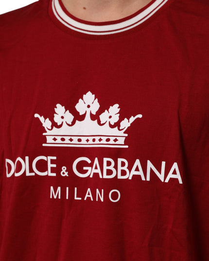 Dolce & Gabbana Maroon LogoCrown Cotton Half Sleeve T-shirt