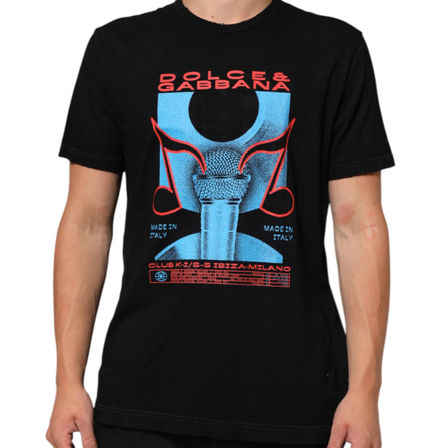 Dolce & Gabbana Black Musical Print Cotton Crew Neck T-shirt