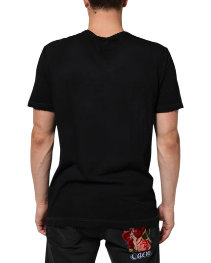 Dolce & Gabbana Black Musical Print Cotton Crew Neck T-shirt