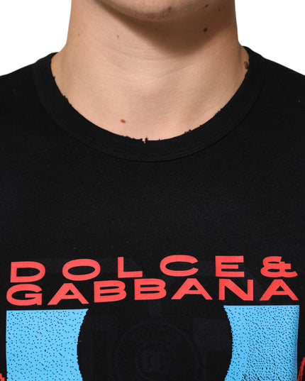 Dolce & Gabbana Black Musical Print Cotton Crew Neck T-shirt
