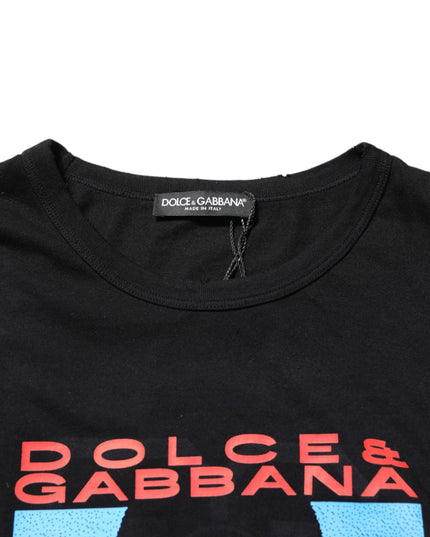 Dolce & Gabbana Black Musical Print Cotton Crew Neck T-shirt