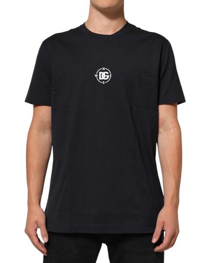 Dolce & Gabbana Black Logo Compass Cotton Crew Neck T-shirt