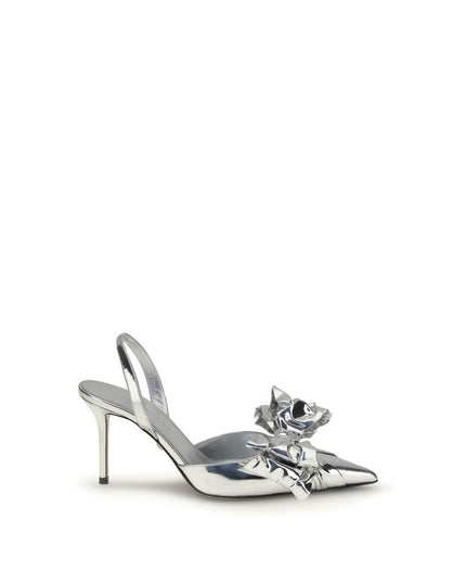 MACH & MACH Cadeau Silver Wrapped Leather Pumps