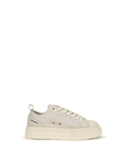 Dsquared² Cream Leather Platform Sneakers