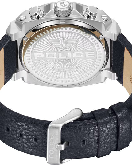 Police Blue Leather Dress Watch