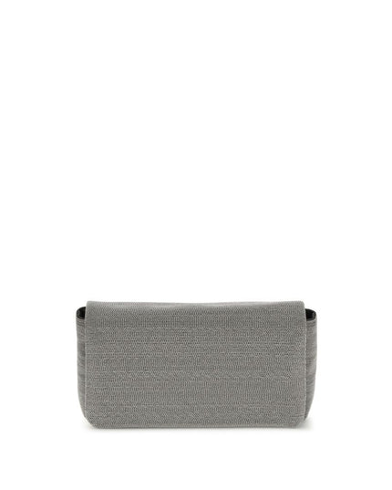 Brunello Cucinelli Gray Leather Shoulder Bag