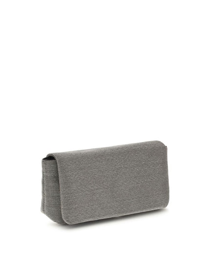 Brunello Cucinelli Gray Leather Shoulder Bag