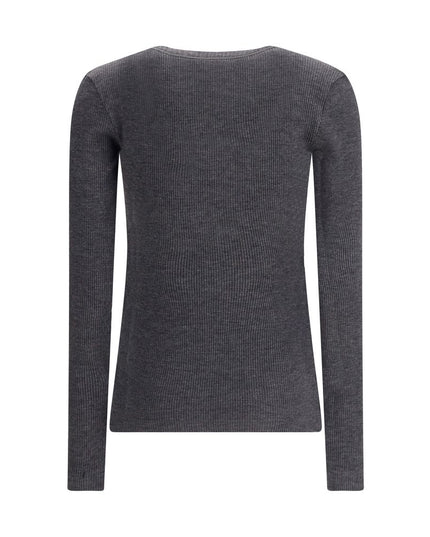 Brunello Cucinelli Gray Wool Long Sleeve T-Shirt