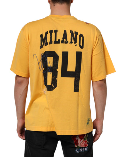 Dolce & Gabbana Yellow Secret Graden Floral Cotton CrewNeck T-shirt