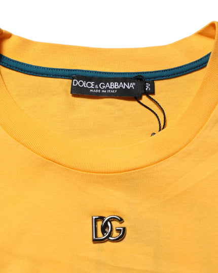 Dolce & Gabbana Yellow Secret Graden Floral Cotton CrewNeck T-shirt