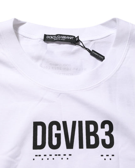 Dolce & Gabbana White Cotton Sleeveless Printed Tank T-shirt