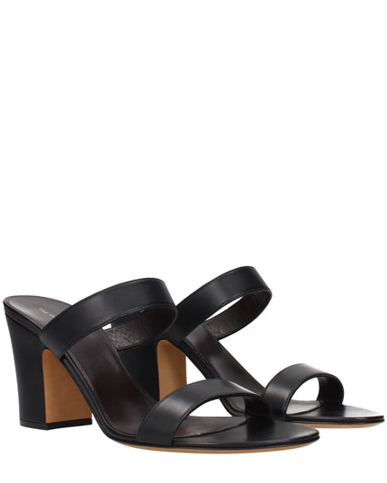 The Row Black Leather Stiletto Heel Sandals