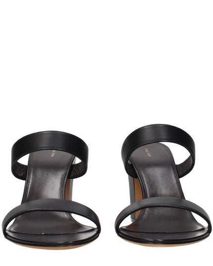 The Row Black Leather Stiletto Heel Sandals