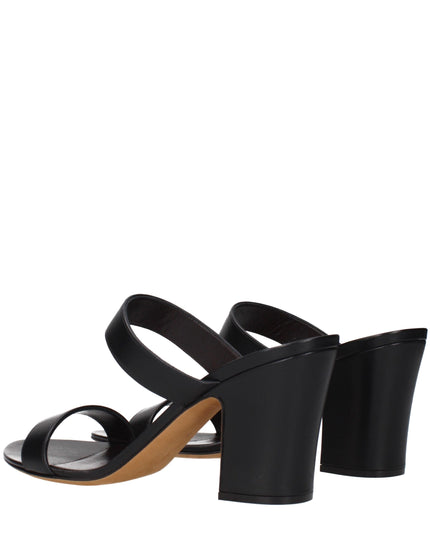 The Row Black Leather Stiletto Heel Sandals