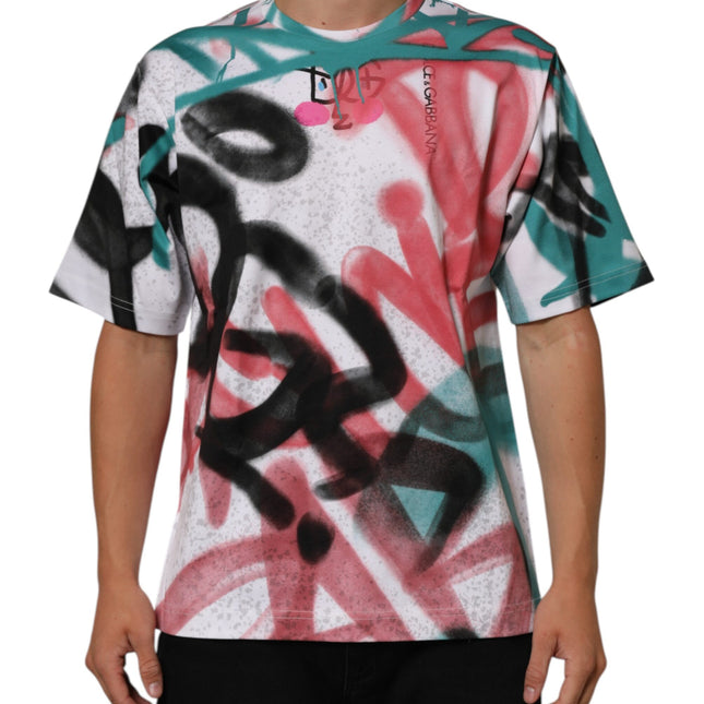 Dolce & Gabbana White Graffiti Crew Neck Short Sleeves T-shirt