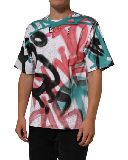 Dolce & Gabbana White Graffiti Crew Neck Short Sleeves T-shirt