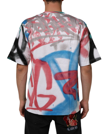 Dolce & Gabbana White Graffiti Crew Neck Short Sleeves T-shirt