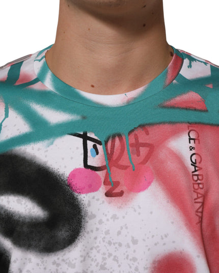 Dolce & Gabbana White Graffiti Crew Neck Short Sleeves T-shirt