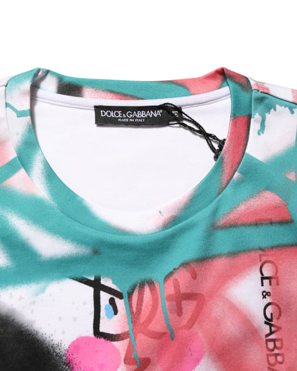Dolce & Gabbana White Graffiti Crew Neck Short Sleeves T-shirt