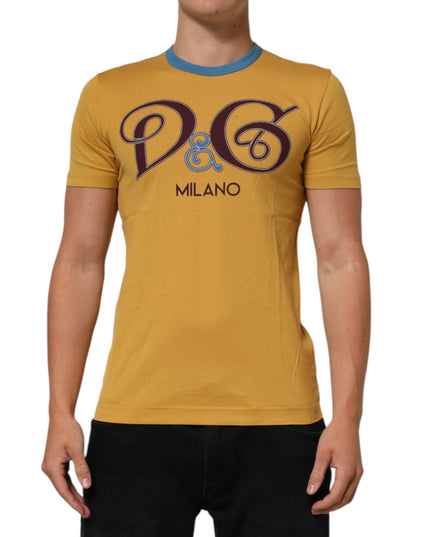 Dolce & Gabbana Yellow Logo Crew Neck Short Sleeves T-shirt