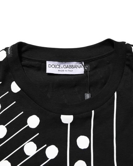 Dolce & Gabbana Black Cotton Polka Dots Round Neck T-shirt