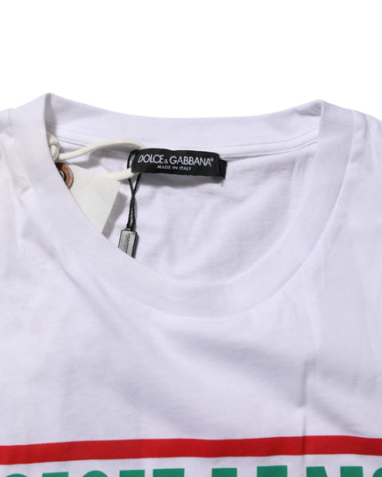 Dolce & Gabbana White Graphic Print Cotton Crew Neck T-shirt