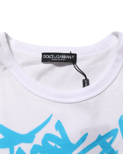 Dolce & Gabbana White Graphic Print Cotton Crew Neck T-shirt