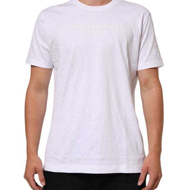Dolce & Gabbana White Cotton Crew Neck Short Sleeves T-shirt