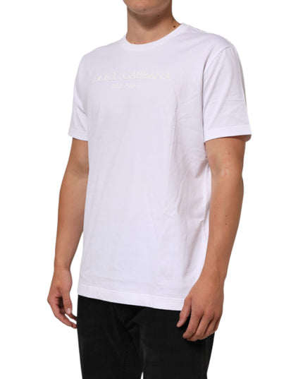 Dolce & Gabbana White Cotton Crew Neck Short Sleeves T-shirt