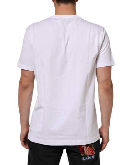 Dolce & Gabbana White Cotton Crew Neck Short Sleeves T-shirt