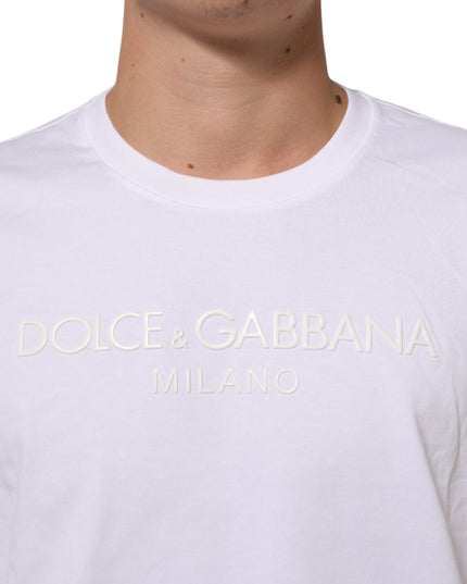 Dolce & Gabbana White Cotton Crew Neck Short Sleeves T-shirt