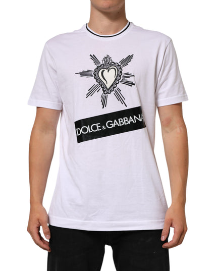 Dolce & Gabbana White Sacred Heart Short Sleeve Men T-shirt