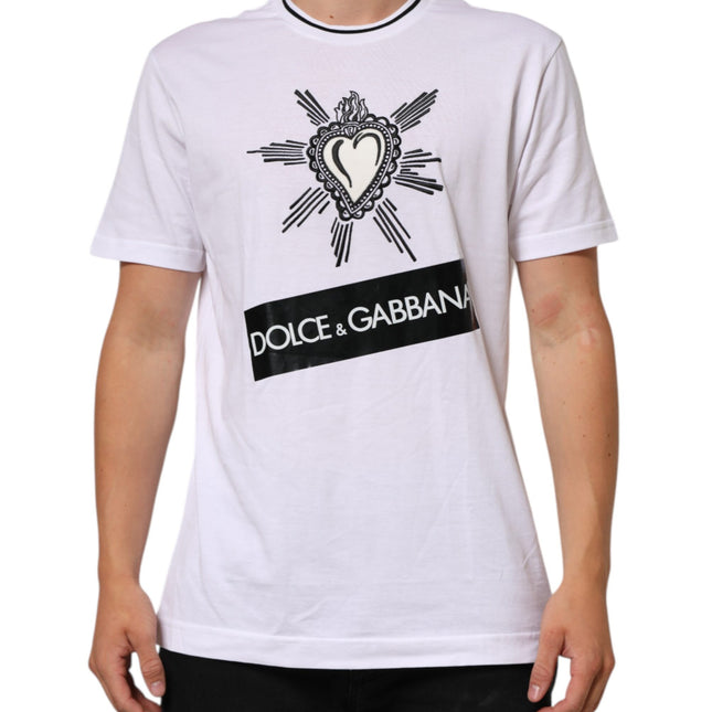 Dolce & Gabbana White Sacred Heart Short Sleeve Men T-shirt