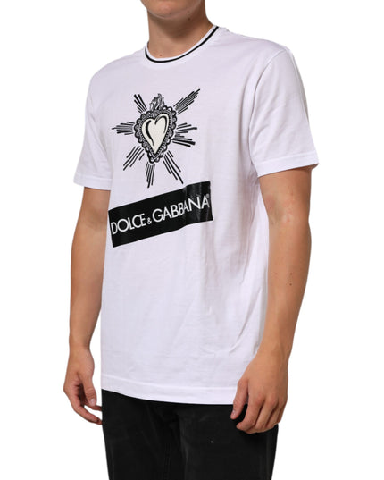 Dolce & Gabbana White Sacred Heart Short Sleeve Men T-shirt